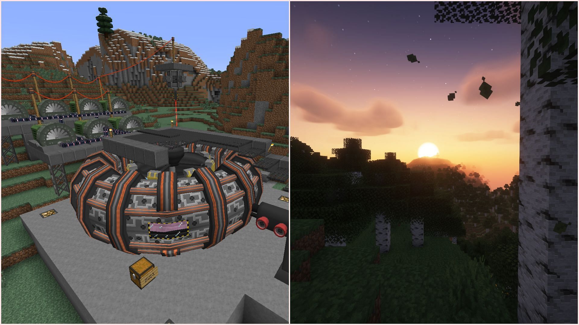 Java Edition's mods and shaders are much more detailed and polished (Image via Sportskeeda Gaming || Mojang Studios || CurseForge/HBMTheBobcat)